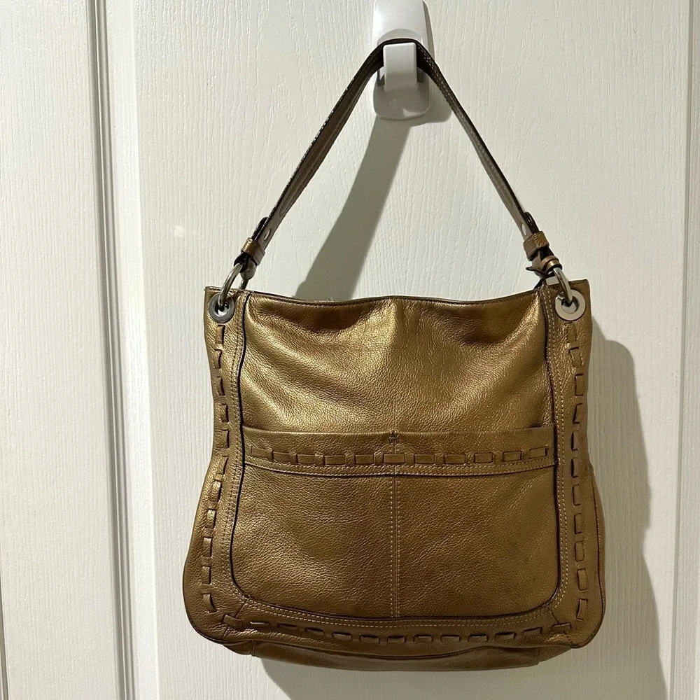 Tignanello Bronze Leather Hobo Handbag Purse